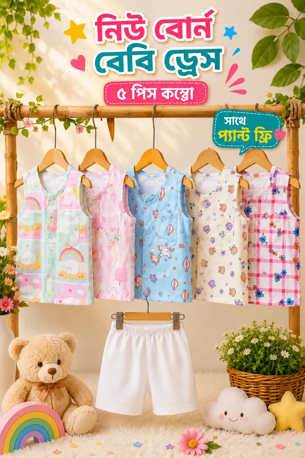 Newborn Boy Kids Dress 5 Pcs Combo MKNBDC-952